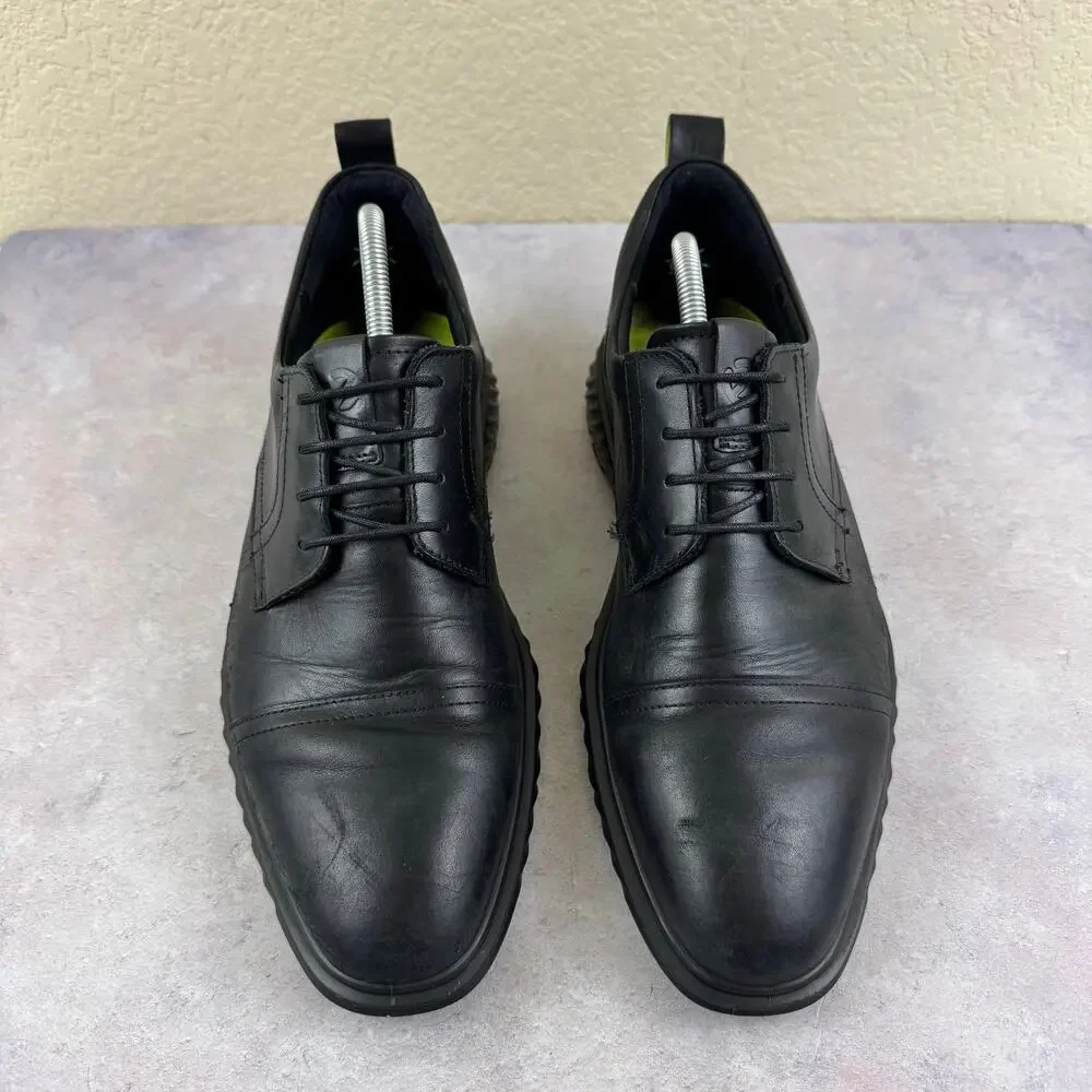 ECCO ST.1 Hybrid Mens 10-10.5 Black Leather Cap Toe Derby Dress Shoes EU 44